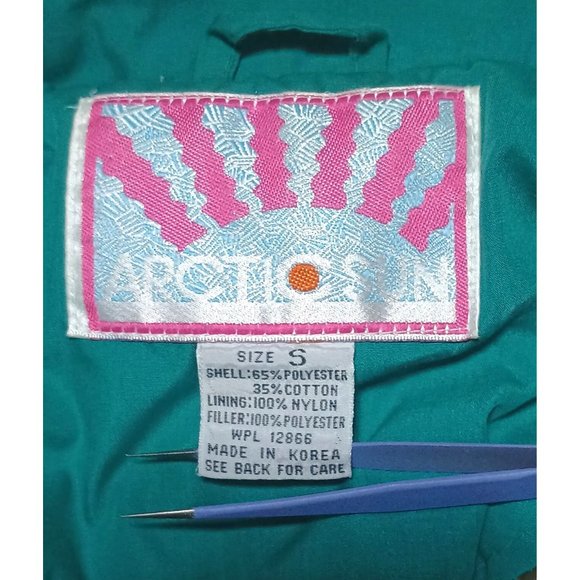 Vintage Arctic Sun Coat Size Small Womens Unisex Mens Jacket Tan Teal 80s Winter - Picture 8 of 9